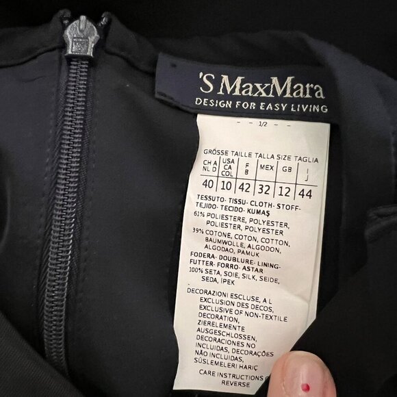 MaxMara blsck satin jeweled collar blouse size 10 - Picture 6 of 6